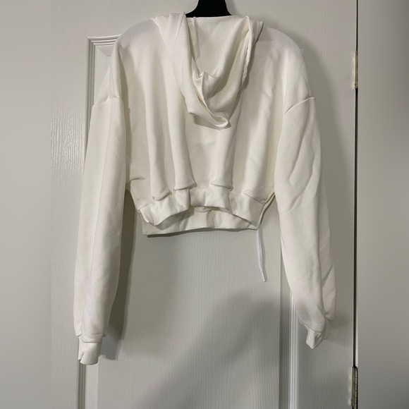 Shein Hooded Crop Top Black/White - Picture 2 of 5